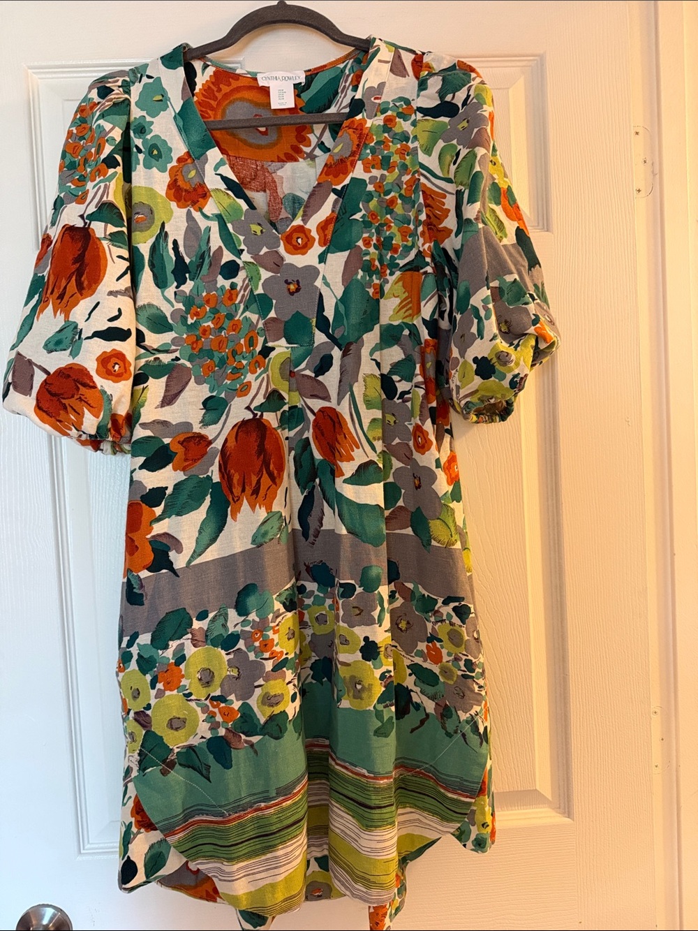 Cynthia Rowley Multicolor Floral High-Low Dress — Teal, Orange & Lime